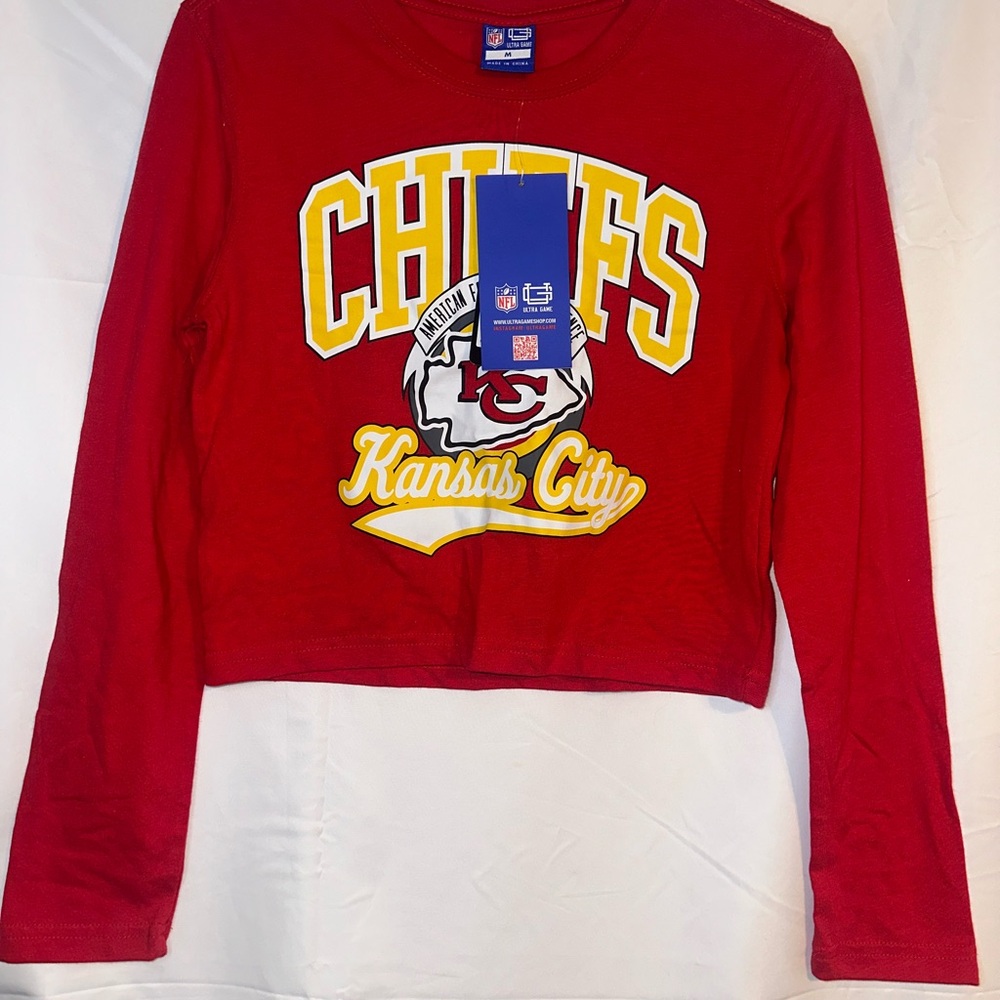 NFL Cropped Kansas City Chiefs Red Long Sleeve Shirt Women/Juniors